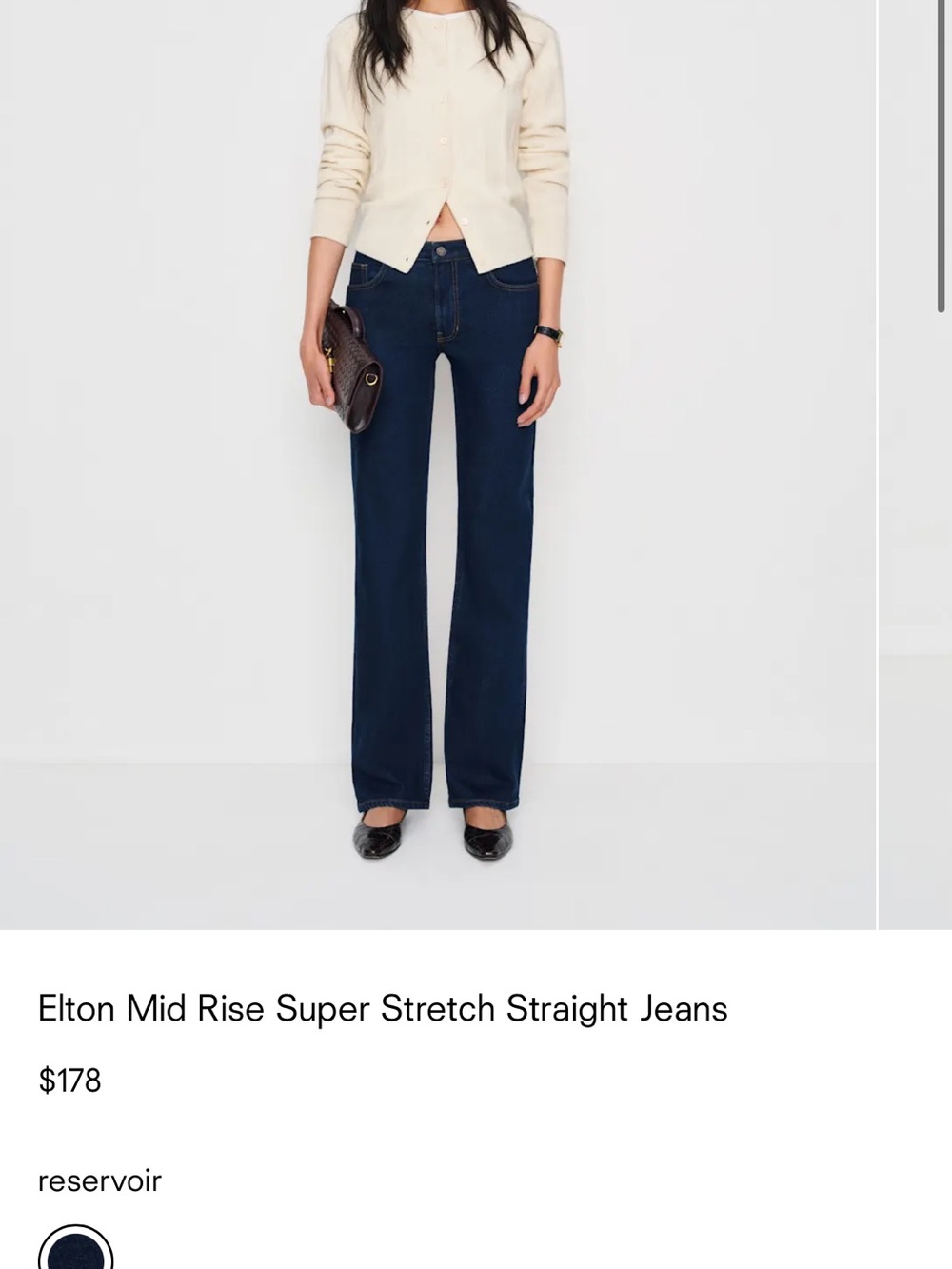 Reformation Dark Blue Straight-Leg Jeans